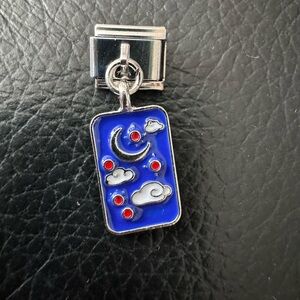 Blue Moon, Stars, and Clouds Italian Charm Dangle Link